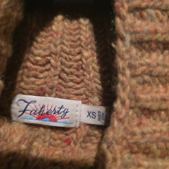 Faherty Wool Alpaca Mockneck Sweater XS Ribbed Fisherman Knit Olive Brown Rustic - Picture 2 of 11